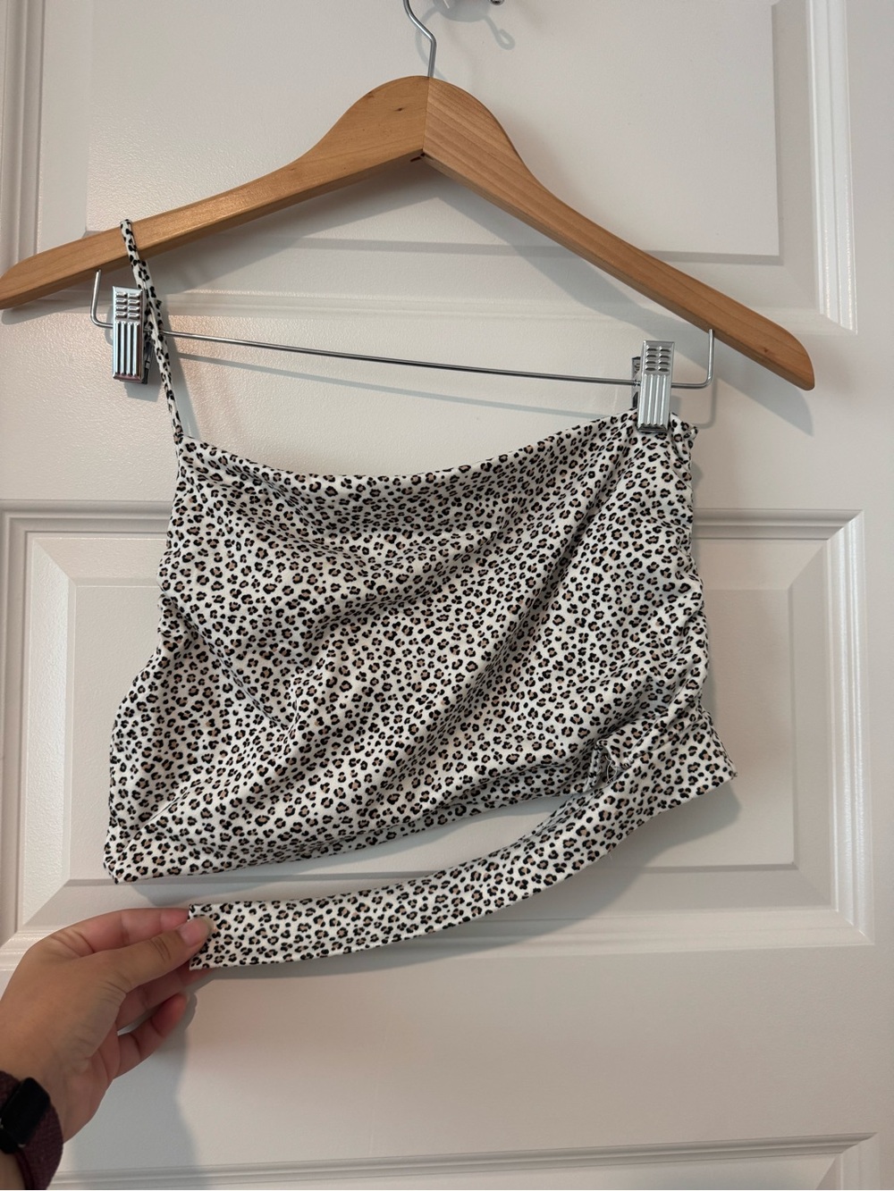 Leopard Print one shoulder top in White and Black